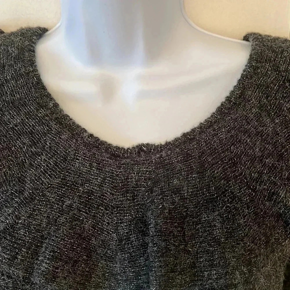 NWT Wool Blend Sweater Womens Large Gray Cropped Cottagecore Feminine Ruffle - Picture 4 of 16